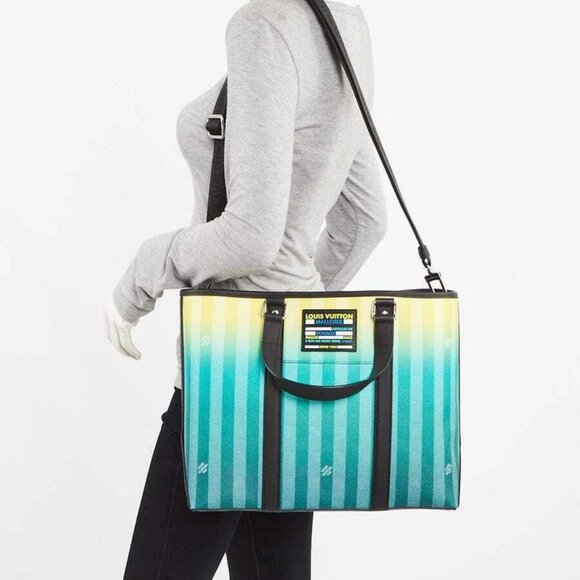 Louis Vuitton Graident Green Damier Canvas Weekend Tote PM Bag - Picture 2 of 11